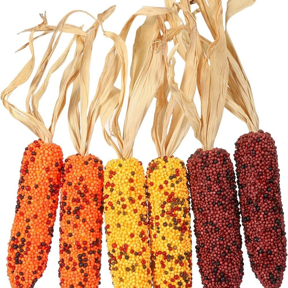 Fake Corn Ornament India Corn Design Decoration Pack of 6